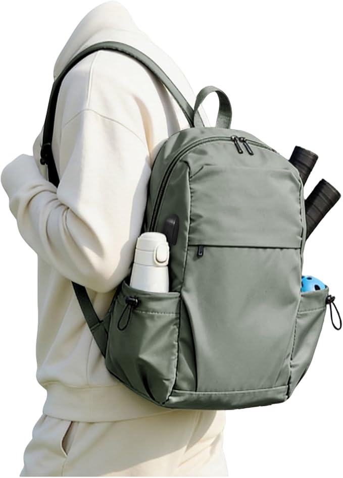 SEAFEW Green Latge Pickleball Sling Bag for Men and Women, Lightweight Pickleball Crossbody Backpack with Skin-Soft Fabric & Water Bottle Holder,