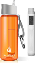 SurviMate 5-Stage 0.01μm Ultra-Filtration Filtered Water Bottle, BPA-Free Material, NSF/ANSI 42 Certified, Portable Water Filter Bottle for Survival, Camping, Hiking, and Emergency Use