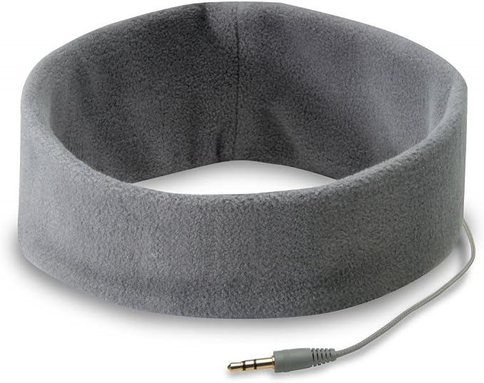 AcousticSheep SleepPhones Classic | Corded Headphones for Sleep, Travel, and More | The Original and Most Comfortable Headphones for Sleeping | Soft Gray - Fleece Fabric (Size S)