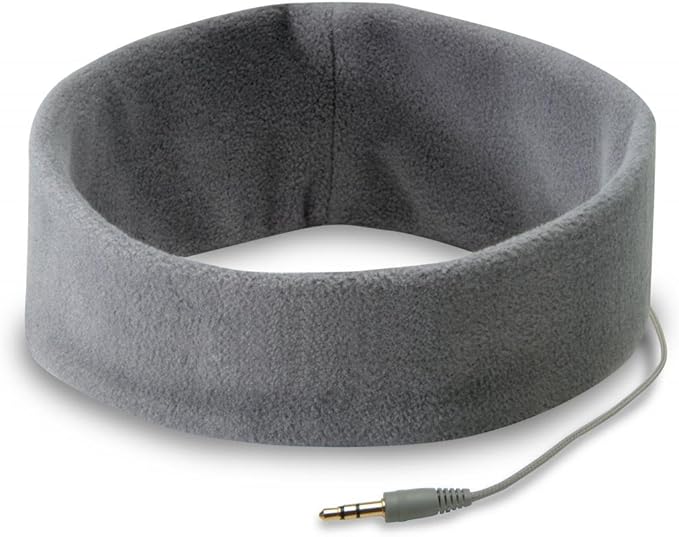 AcousticSheep SleepPhones Classic | Corded Headphones for Sleep, Travel, and More | The Original and Most Comfortable Headphones for Sleeping | Soft Gray - Fleece Fabric (Size L)