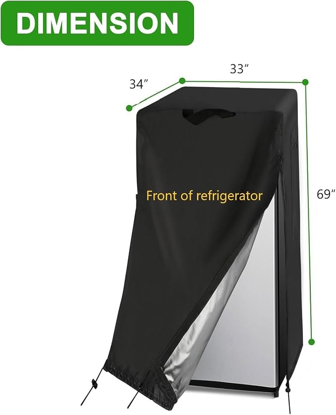 Refrigerator Cover, Waterproof&Dustproof Cover for Protecting Upright Freezers/Beverage Refrigerator-Suitable for Cold Rooms(33"W x 34"D x 69"H)