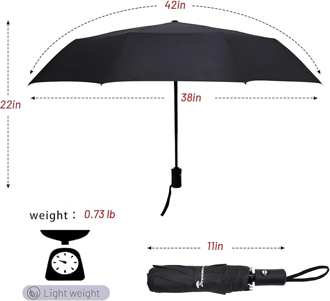 SY COMPACT Travel Umbrella - Windproof Automatic Compact Umbrella for Rain, Lightest 8-Rib, Small, Strong & Portable, Durable Grip, Fits Backpack & Car, Factory Direct (UV Available)