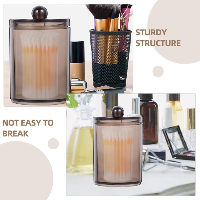 PRETYZOOM 12pcs Cotton Swab Holder Transparent Storage Jar for Cotton Pads Swabs and Toothpicks Compact Bathroom Organizer with Easy-open Lid for Efficient Storage