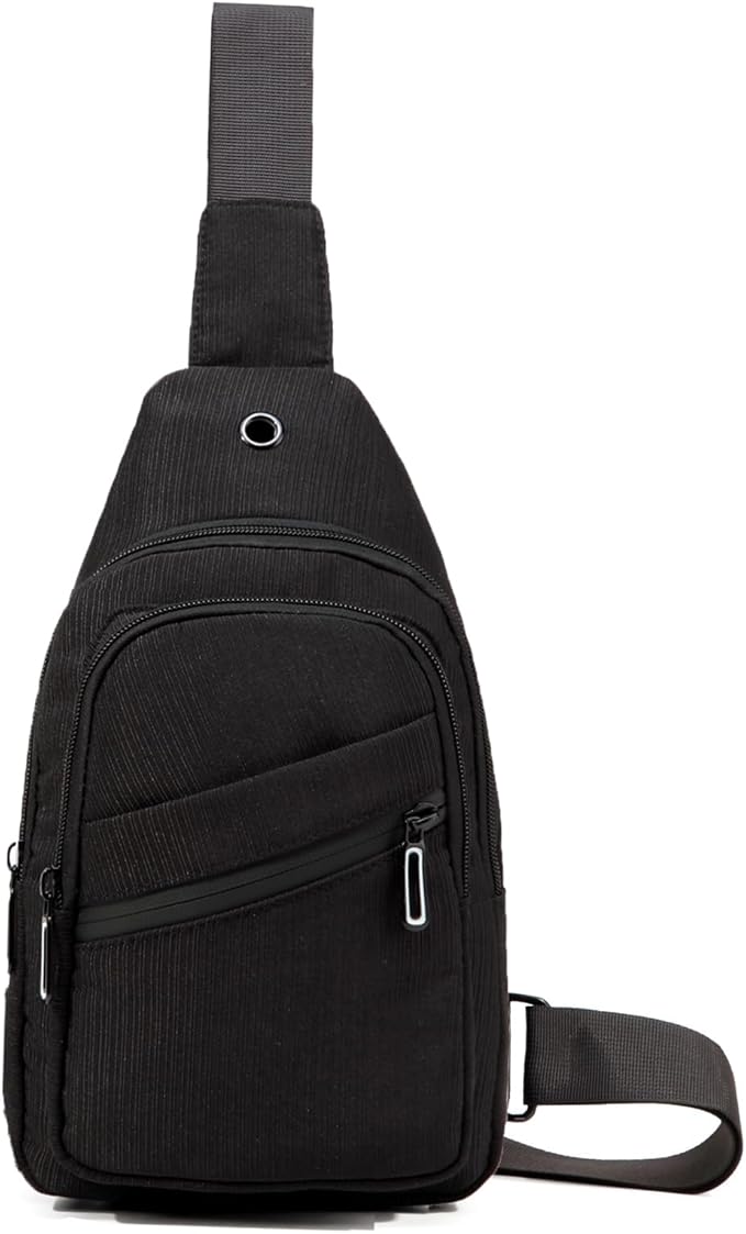 AOSTIHOT Crossbody Small Sling Backpack Sling Bag for Women, Chest Bag Daypack Crossbody for Travel Sport Running Hiking Black White