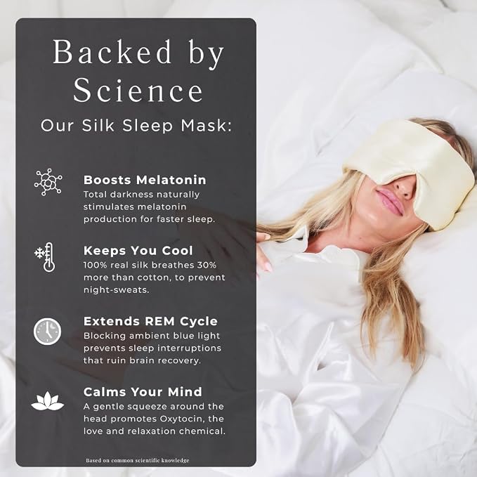 QUIET COVE Plush Luxury Silk Sleep Mask - Sleep Comfortably on Your Side - 22 Momme Mulberry Silk, Total Blackout, Luxe Cloud Filling Soothes Your Eyelids - Luxury Gift for Mom (Yellow) Limited