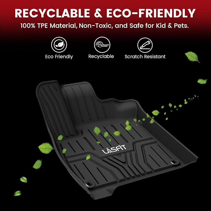 LASFIT Floor Mats & Trunk Mat for Honda Odyssey 2026 2025 2024 2023 2022 2021 2020 2019 2018 Mini Passenger Van, All Weather TPE Car Floor Liners-1st & 2nd & 3rd Row & Cargo Mat Full Set