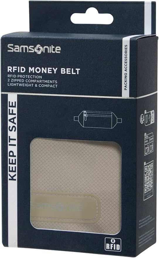 Samsonite TA Revolution Money Belt with RFID Protection, 2 Zip Pockets for Cash, Bank Cards, Tickets, Boarding Passes and Passport, Eclipse Grey
