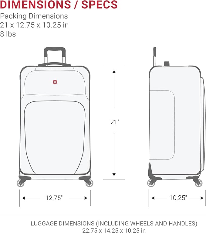 SWISSGEAR Sion Softside Expandable Spinner Luggage Durable Lightweight Travel Suitcase, Merlot, Carry-On 21-Inch
