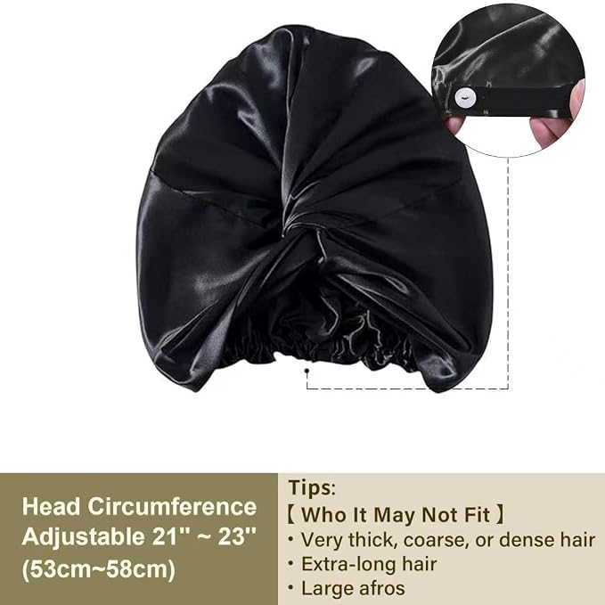 ZIMASILK 22 Momme 100% Mulberry Silk Bonnet for Sleeping & Women Hair Care, Highest Grade 6A Silk Hair wrap for Sleeping with Premium Elastic Stay On Head (1Pc, Black)