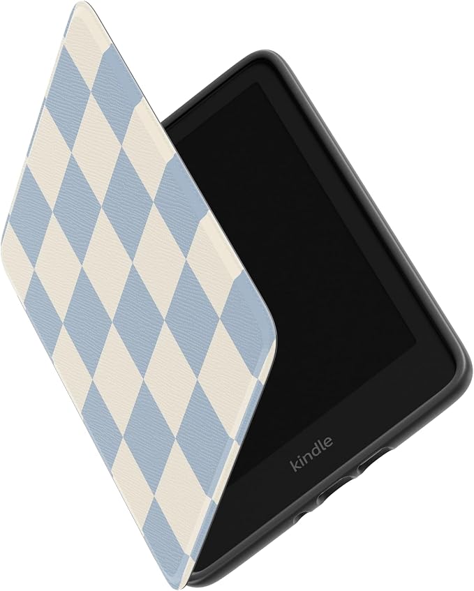 Casely Kindle Case | Fit Check | Light Blue Checkerboard | 7” Kindle Colorsoft and 7” Kindle Paperwhite (12th Gen)