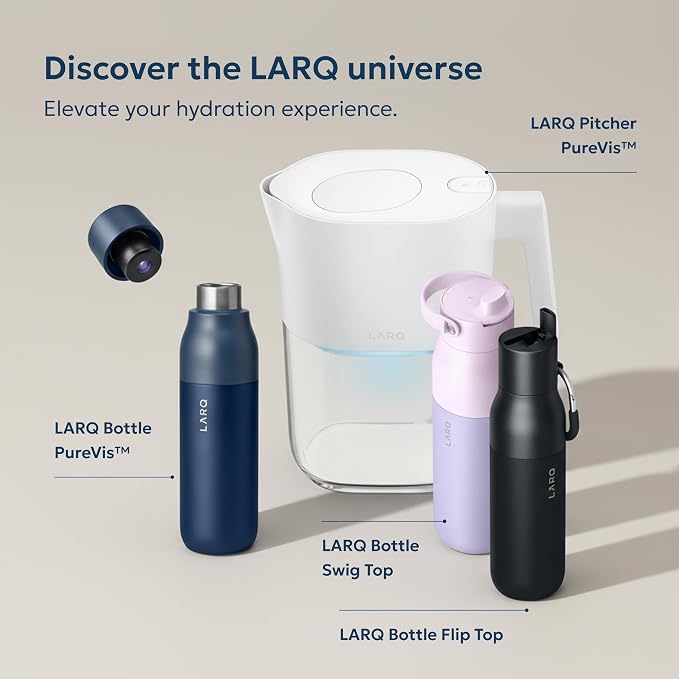 LARQ Twist Top — Reusable Insulated Stainless Steel Water Bottle, Metal Water Bottle for Men, Women, Kids, 100% Leakproof, BPA Free, No Straw — Travel, Gym, Office, School — 25 oz, Obsidian Black