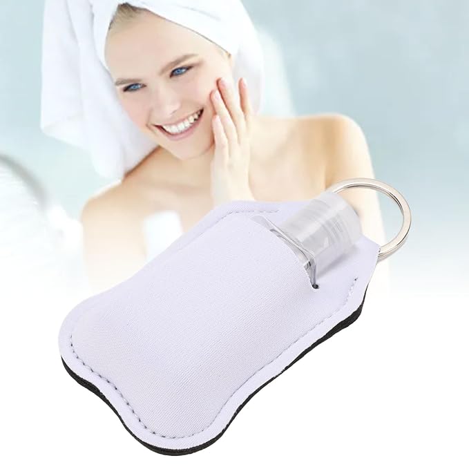 Semme 50pcs Travel Bottles Keychain Holders Set 30ml Small Squeeze Bottles with Keychain Portable Refillable Leakproof for Hand Sanitizer Lotion Toiletries Travel Camping (White)