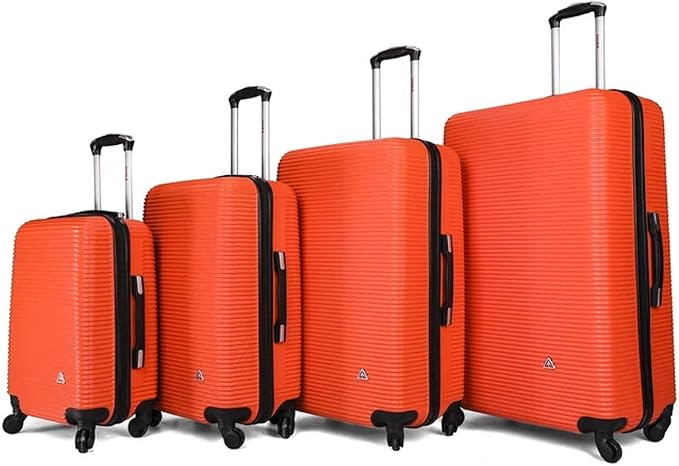 InUSA ROYAL Hardside Luggage Set with Spinner Wheel | Spacious Travel Suitcases with Ergonomic GEL Handle and Studs | (20/24/28/32) 4 Piece Luggage Set | Orange