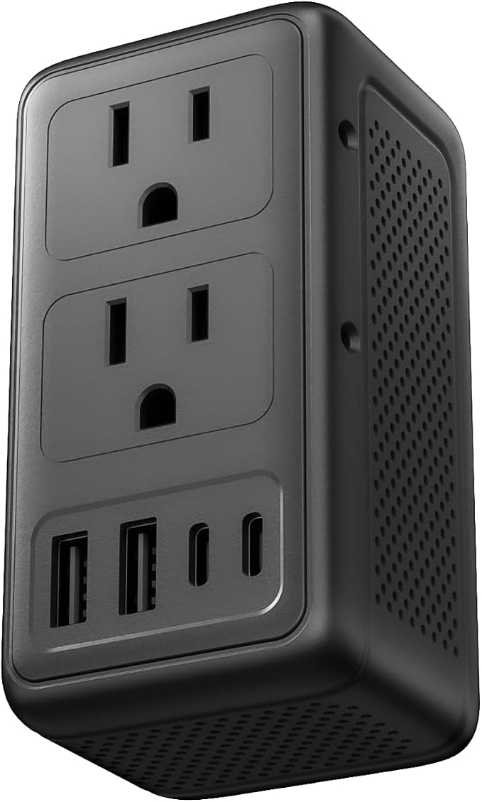 2000W 220V to 110V Voltage Converter US to Europe for Hair Dryer, Converter for European Travel, Travel Adapter with 2 USB A and 2 USB C Ports (Matt Black)