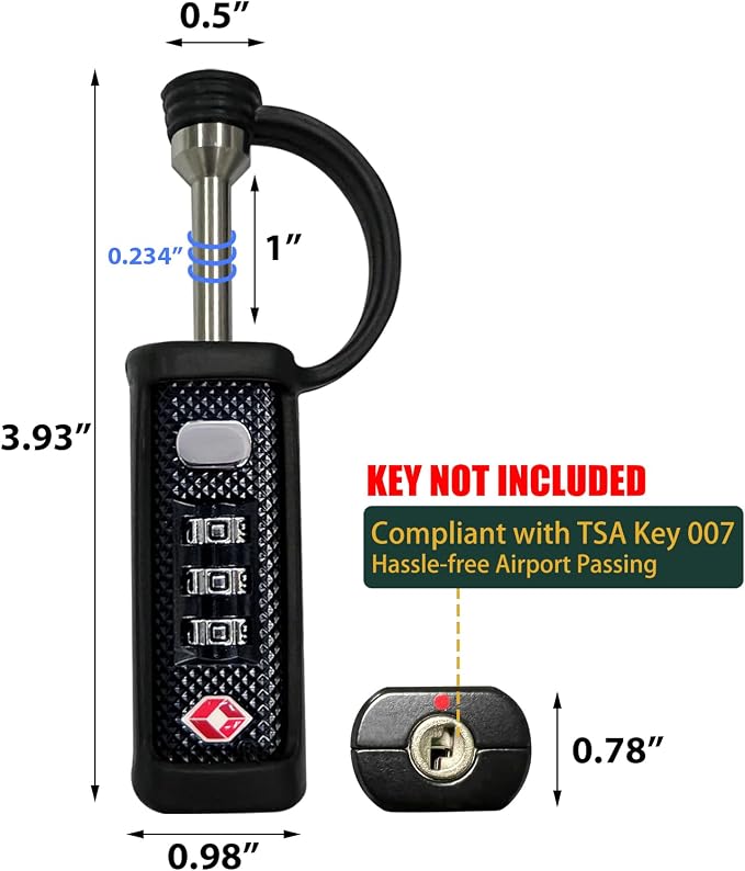 Gun Case Locks 4 Pack Hard Rifle Cases TSA Approved Firearm Travel Case Locks, Hard Pistol Travel Cases Lock Gun Carrying Cases Lock Padlocks Cut-Proof Cases for Rifles Revolvers (Black-4P-2 Upgraded)