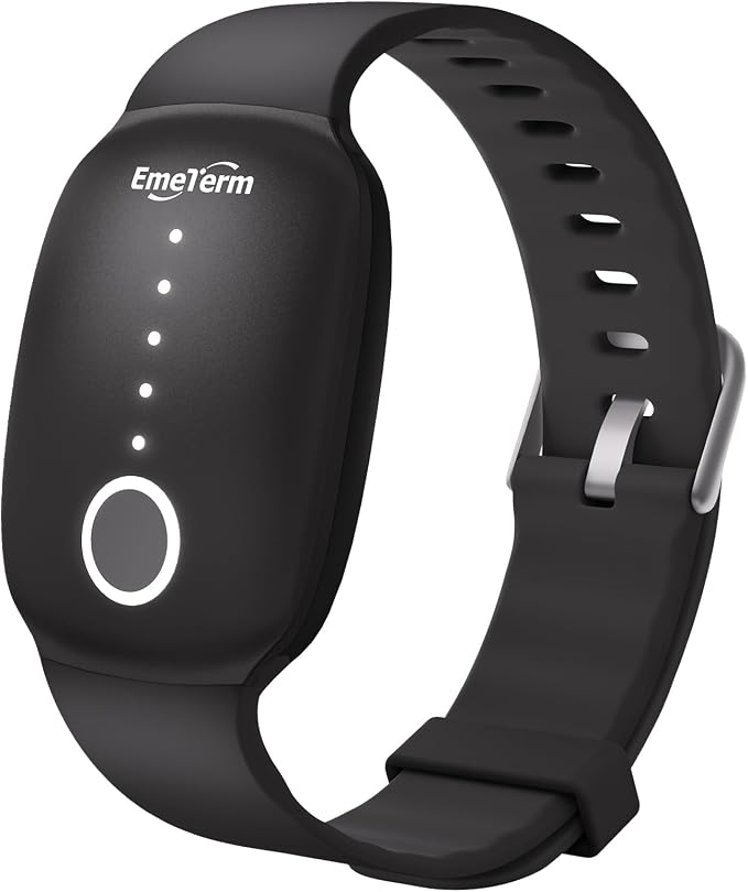 EmeTerm Fashion FDA Cleared Relieve Nausea Electrode Stimulator Morning Sickness Motion Travel Sickness Vomit Relief Rechargeable No Gel Drug Free Wrist Bands Without Side Effects