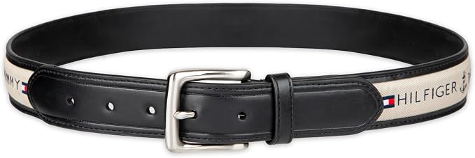 Tommy Hilfiger Men's Fabric Inlay Casual Belt With Classic Harness Buckle