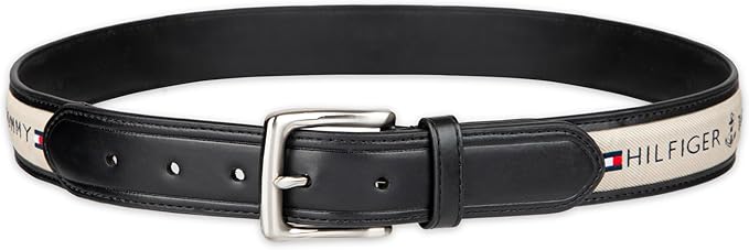 Tommy Hilfiger Men's Fabric Inlay Casual Belt With Classic Harness Buckle