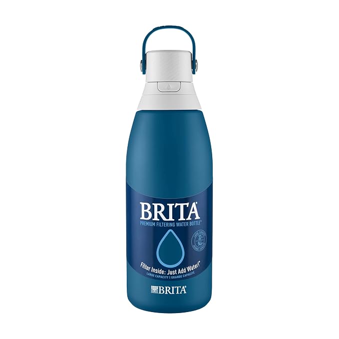 Brita Resolution Bottle, Premium Filtering Bottle Hard Sided 26oz, Marina Coral, Includes Brita Swag, 1 Count