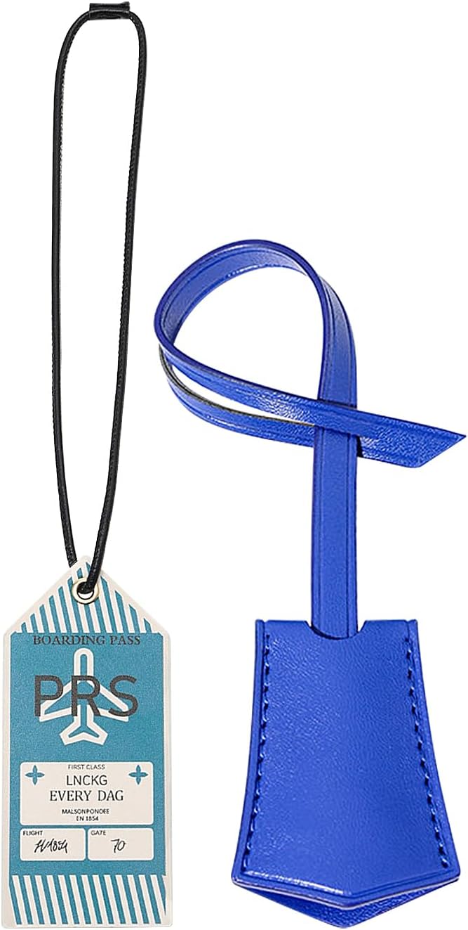 Microfibre Leather Tag for Luggage Bag or Suitcase, Decorative Hang Tag for Speedy 25 30 35 Handbag(Boarding Pass-Blue Tag)