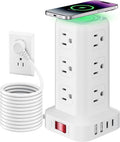 Extension Cord with Multiple Outlets, SMALLRT Surge Protector Power Strip Tower, 10FT Outlet Extender with 12 AC Outlets 4 USB, Power Strip with USB Ports for Home Office Dorm Room,Overload Protection