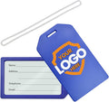 10 Pack - Bulk Custom Luggage Tags - Heavy Duty Personalized Bag Tag for Suitcases or Backpack - Hard Plastic - Add Company Logo, School I’D, Photo - Quality & Detail UV Print by Specialist ID (Blue)