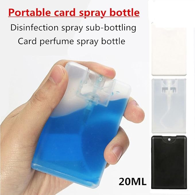 5Pcs 20ml/ 0.67oz Card Type Spray Bottles Refillable Perfume Atomizer Container Portable Fine Mist Spray Bottle Travel Bottle(Light blue)