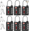 Forge Dual-Opening: Key or Combination Lock, TSA Approved Lock for Luggage, Pelican case, Travel, Gym, School, Luggage Combination Lock, Travel Bag Lock (Black 6 Pk)