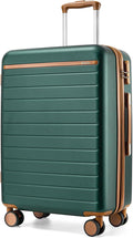 Kono 24 Inch Check In Suitcase Expandable Luggage, Business Travel Suitcase for 5-7 Days, Durable ABS+PC Hardshell with Side Handles & Kick Plates, Double Spinner Silent Wheels, Green