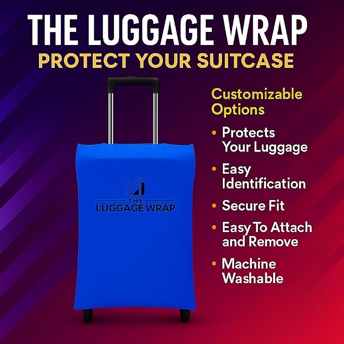 Medium Breezy Blue Water-Resistant Luggage Covers for Suitcase TSA Approved for 24"-26" - Durable Patented Design Suitcase Covers for Luggage, Fundas para Maletas, Travel Accessories