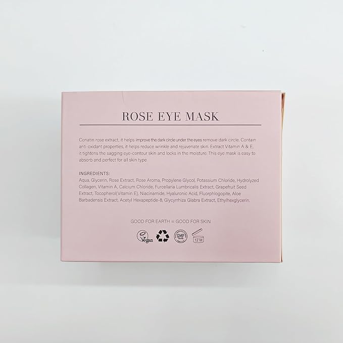 PEAUAMIE Under Eye Patchs Rose Eye Mask for Dark Circles and Puffiness Wrinkle Eye Bags 30 Pairs