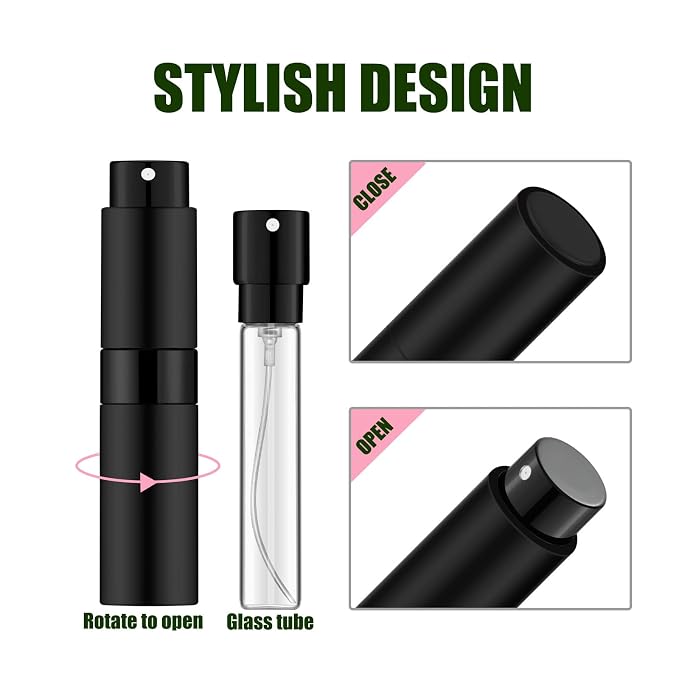 2 PCS/8ml Portable Mini Perfume Atomizer bottles, Empty Refillable Spray Bottle with 3 Types of Refill Tools, Pocket Travel Perfume Sample Bottles(Pink)