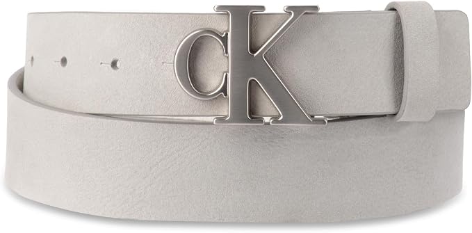 Calvin Klein Men’s CK Monogram Cut Out Buckle Belt – Casual Belt for Jeans & Everyday Wear