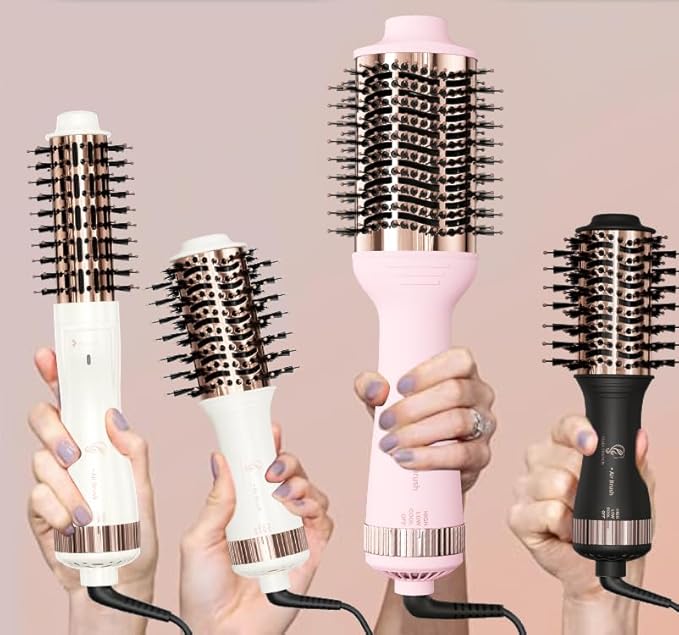 Travel Blow Dryer Brush in one, Dual Voltage 120V-240V Mini Hot Air Brush, Hair Trends Nano Titanium 2 Inch One Step Hair Dryer and Styler Volumizer Oval Shape