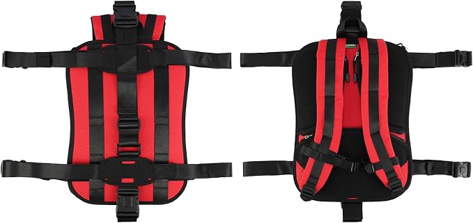 Heavy-Duty Backpack Carrying Straps System for 22-30 Inch Suitcase Luggage Hardcase for Adventure Travel Cobble Stone Streets Stair - L,Red