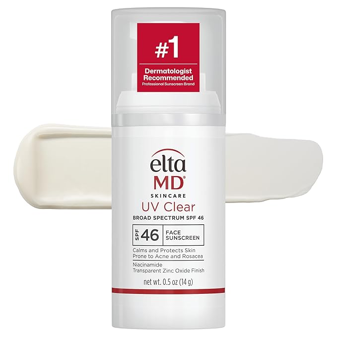 EltaMD UV Clear Face Sunscreen SPF 46, Oil Free Sunscreen with Zinc Oxide, Dermatologist Recommended, 0.5 oz