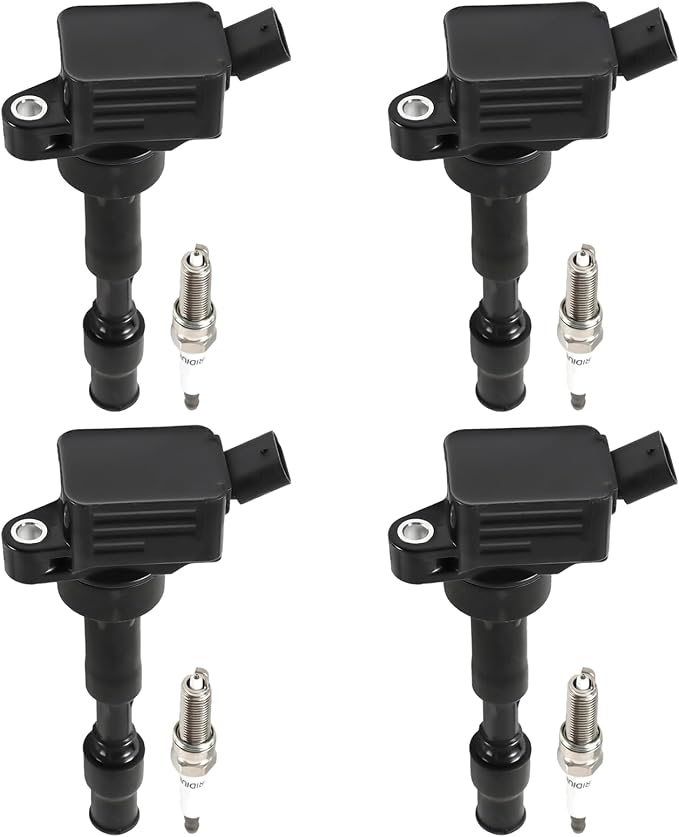 4PCS UF816 Ignition Coils + 4PCS 97080 Iridium Spark Plugs Ignition Coils Pack Fits for 2017-2020 Elantra, 2017-2021 Forte, 2016-2019 Sonata 2.0L, Coil Pack Set Aftermarket Parts