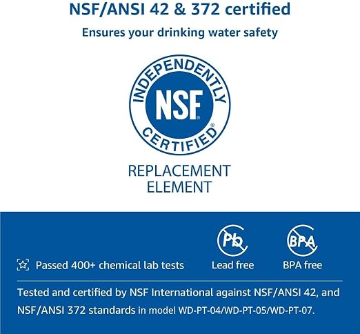[Original] Waterdrop PF-01A Water Filter Replacement for Waterdrop Pitcher and Dispenser Filtration System, NSF Certified, Reduces Lead, PFAS, PFOA/PFOS, Last Up to 200 Gallons, 6 Pack