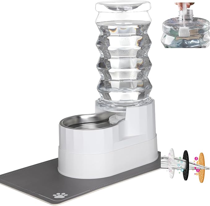 RIZZARI 8L Gravity Pet Water Dispenser with Raised Stand & Filter | Raised Stand Helps Reduce Neck Strain,Home Ready Design,Stainless Steel Bowl,Made for Large Dogs & Multi-Pet Homes