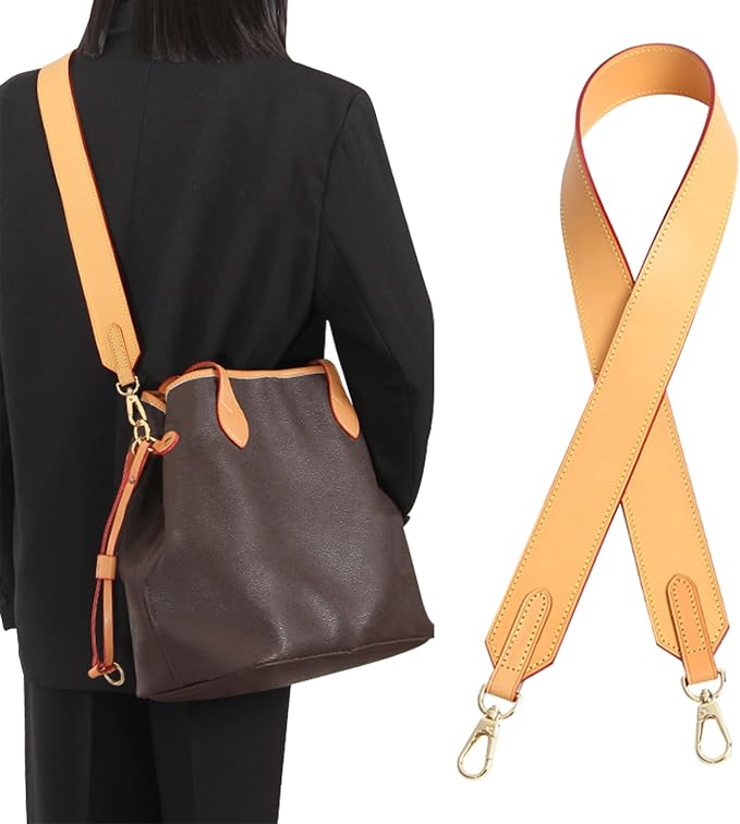 jiesinlov Vachetta Leather Wide Straps Replacement Bag Shoulder Strap for Neverful Speedy Tote Handbag(Width1.5in,length35.4in-Beeswax)