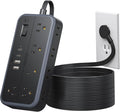 NTONPOWER Power Strip 15 Ft Cord, 10 Widely Spaced Outlets, 4 USB Port(2 USB C Port), Ultra Thin Flat Plug Extension Cord 15 Feet for Home Office Garage, Black