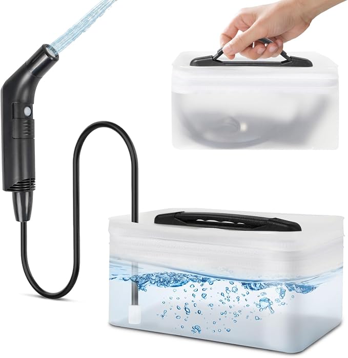 Portable Travel Electric Bidet Sprayer, Jamini Rechargeable Handheld Bidet Kit for Personal Cleaning, 2.3L Water Tank with Dual Pressure Settings for Baby Care, Postpartum, Camping HDDSC-01