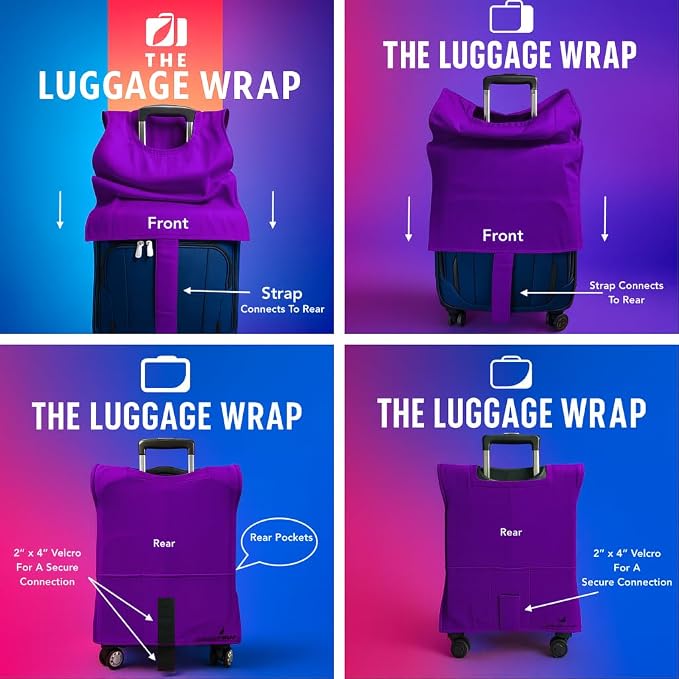 Large, Purposeful Purple Water-Resistant Luggage Covers for Suitcase TSA Approved for 27"-29" - Durable Patented Design Suitcase Covers for Luggage, Fundas para Maletas, Travel Accessories