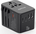 EPICKA Universal Travel Adapter, GaN International Plug Adapter with 3 USB-C 70W PD Fast Charging & 2 USB-A Adaptor All-in-one Wall Charger for USA EU UK AUS (TA-105 Pro, Black)
