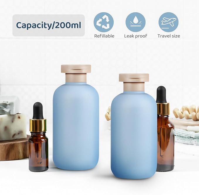 Healeved 2pcs Travel Toiletries Bottles Leak Refillable Containers for Shampoo Lotion Stylish Each for Outdoor Adventures and Business Trips