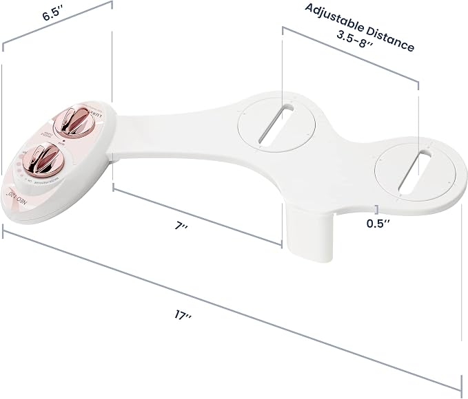 LUXE Bidet NEO 120 - Single Nozzle, Self-Cleaning, Non-Electric Bidet Attachment for Toilet Seat, Adjustable Water Pressure, Rear Wash (Rose Gold)