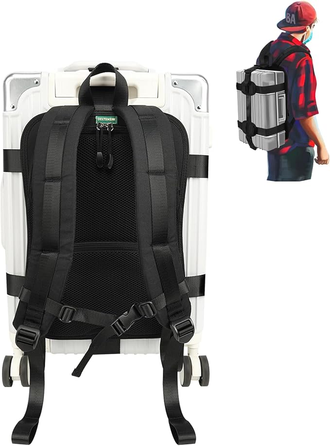 Heavy-Duty Backpack Carrying Straps System for 16-21 Inch Suitcase Luggage Hardcase for Adventure Travel Cobble Stone Streets Stair - S