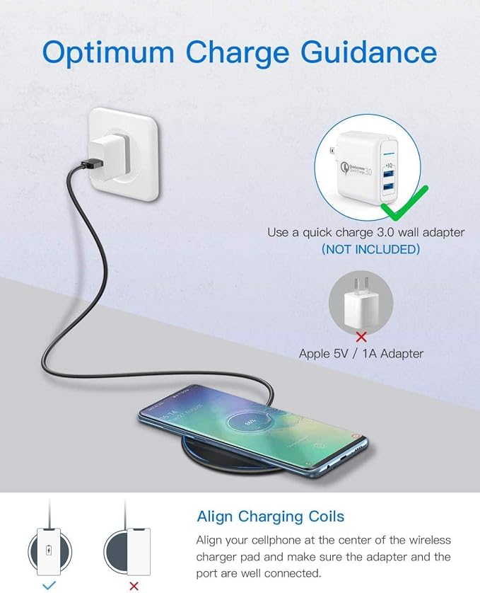 SCDWireless 15W Wireless Charger Fast Charging Pad Slim for Galaxy S21,Plus,Ultra - Quick Charge Compatible with Samsung Galaxy S21,Plus,Ultra,Black,SC-SC78255Z4Y-392