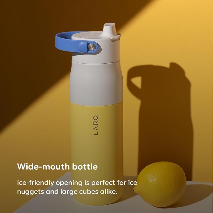 LARQ Swig Top — Insulated Stainless Steel Water Bottle with Straw, Detachable Silicone Handle, Vacuum 24h Cold, BPA-Free Metal Bottle for Gym, Travel, Office — 34 oz, Limoncello Yellow