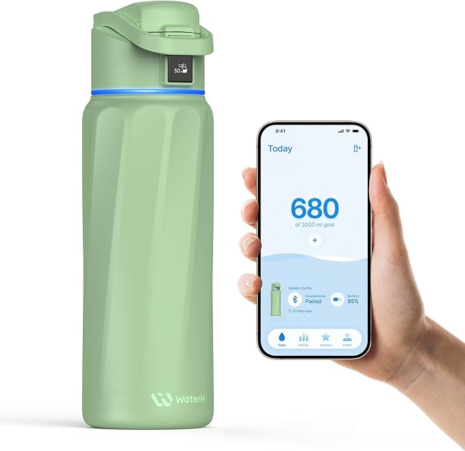 BOOST Smart Water Bottle with Reminder & Tracker, Double Wall Vacuum Insulated Bottles Stainless Steel, 32oz BPA-Free Wide Mouth for School, Gym, Office, Ideal for Father's Day